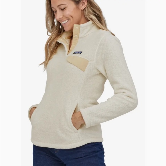 Patagonia Womens Re-Tool Snap-T Fleece Pullover Sz Medium Raw Linen White X-Dye - Picture 1 of 7